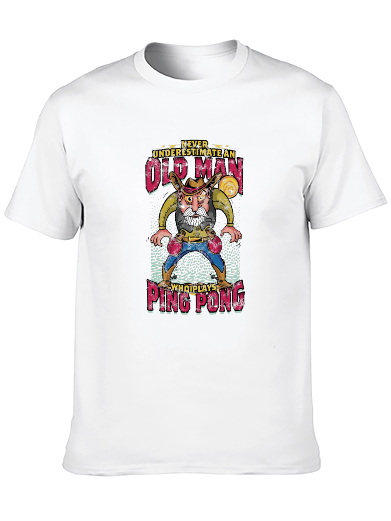 Old Man Ping Pong Graphic Tee - Unique Gift