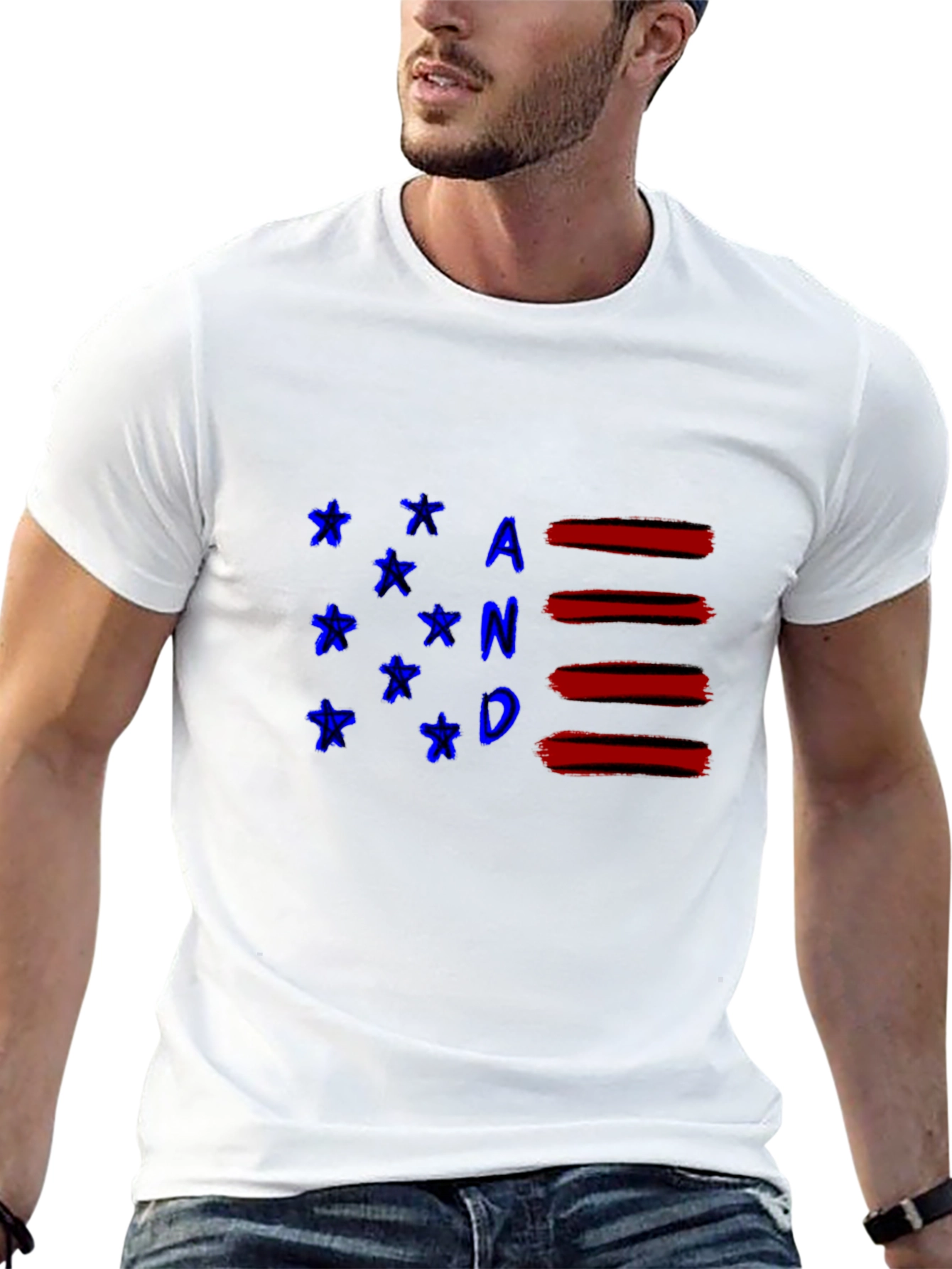 Patriotic AND T-Shirt - Stylish American Flag Inspired Design