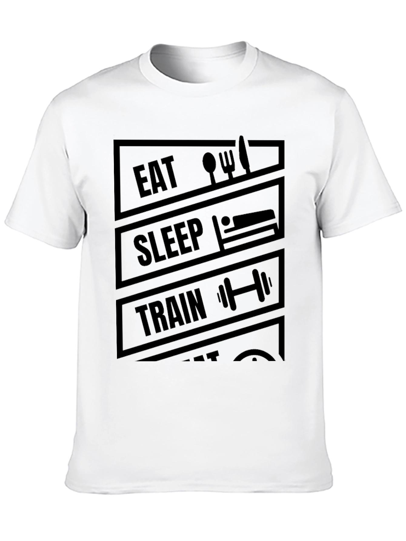 Eat Sleep Train Repeat Black Graphic T-Shirt