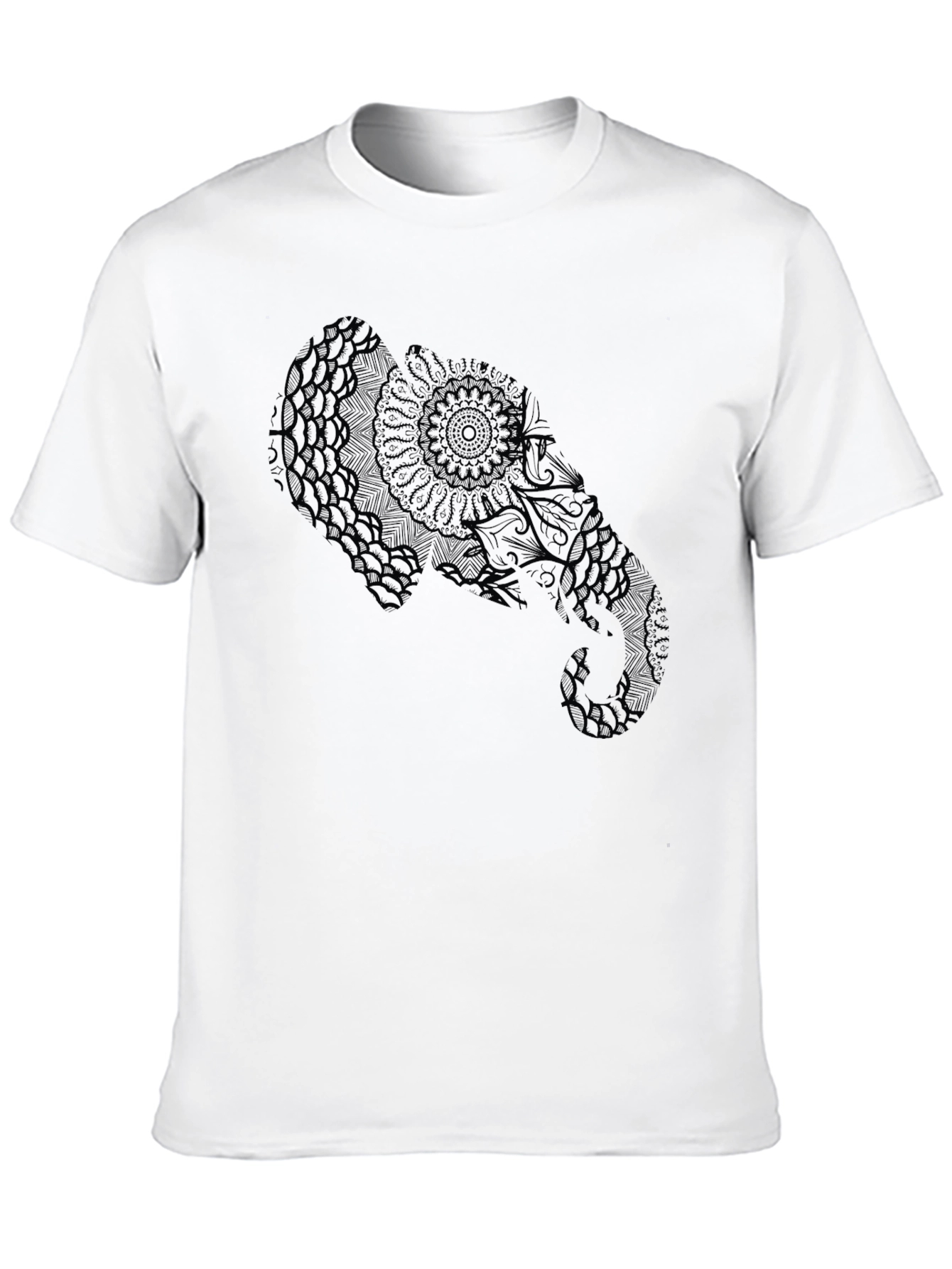 Elephant Mandala Graphic Black T-Shirt