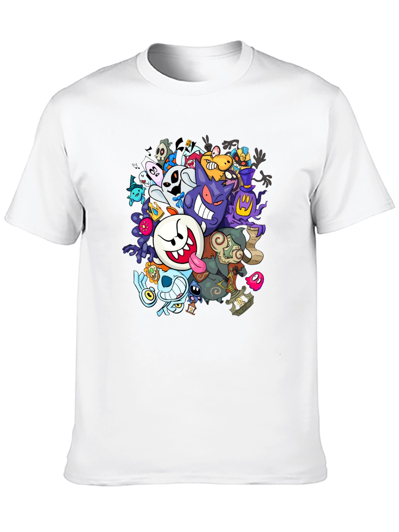 Ghostly Gathering T-Shirt: Spooky Cartoon Design
