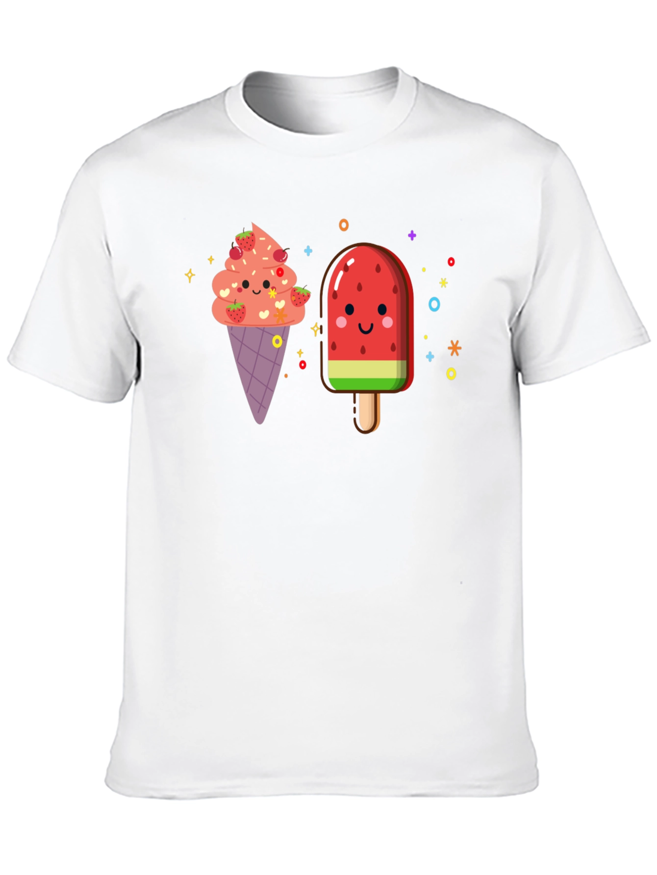 Cute Kawaii Ice Cream & Popsicle Black T-Shirt
