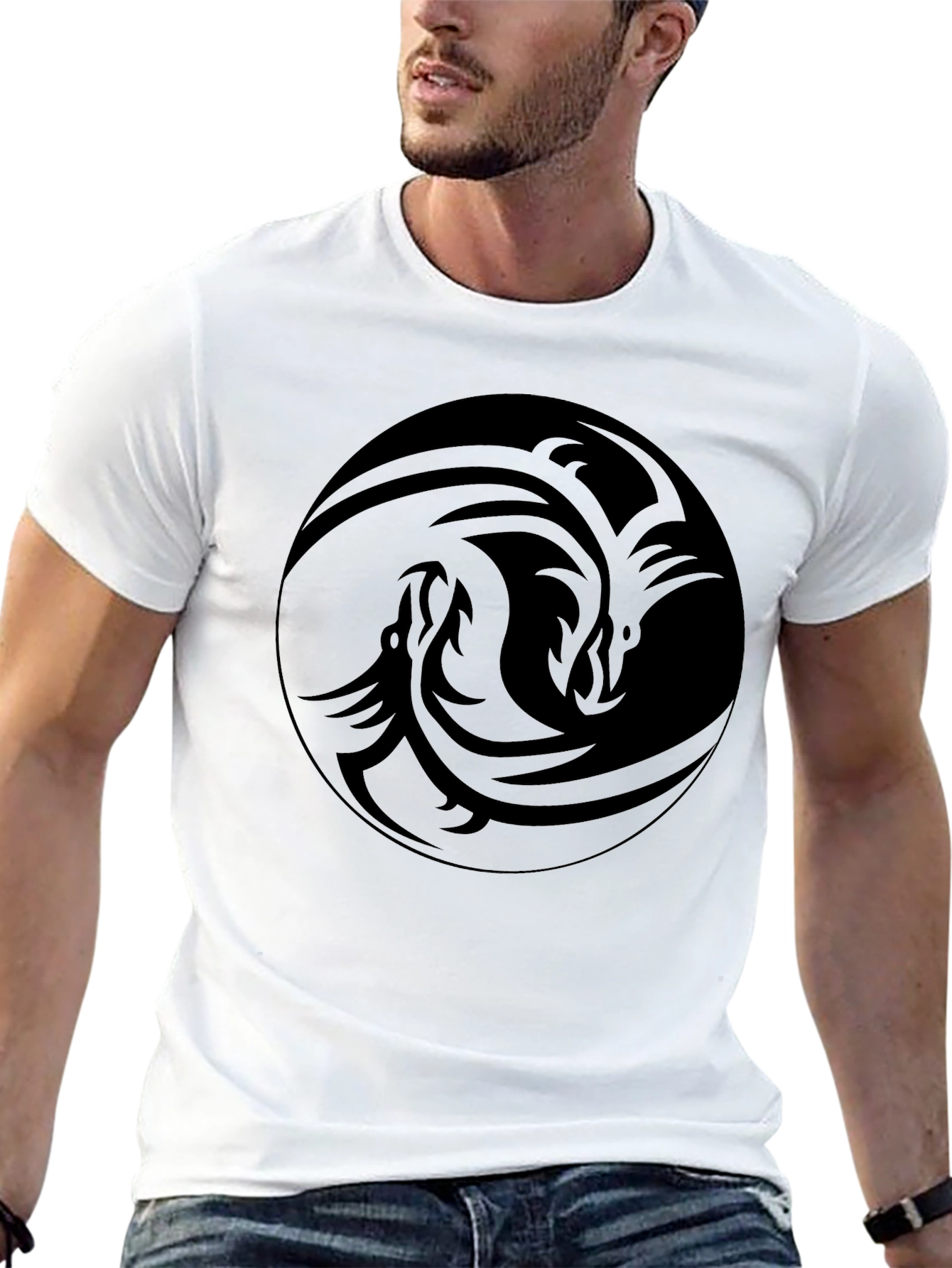 Tribal Dragon Graphic Black T-Shirt