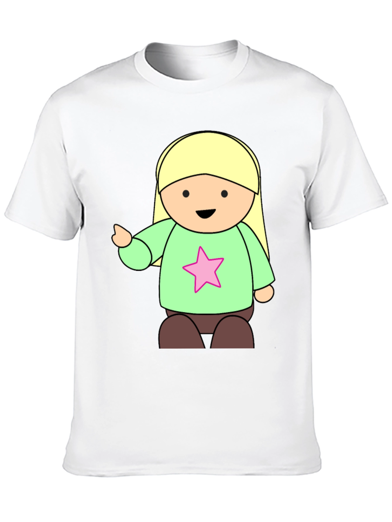 Cute Cartoon Girl Star T-Shirt - Black