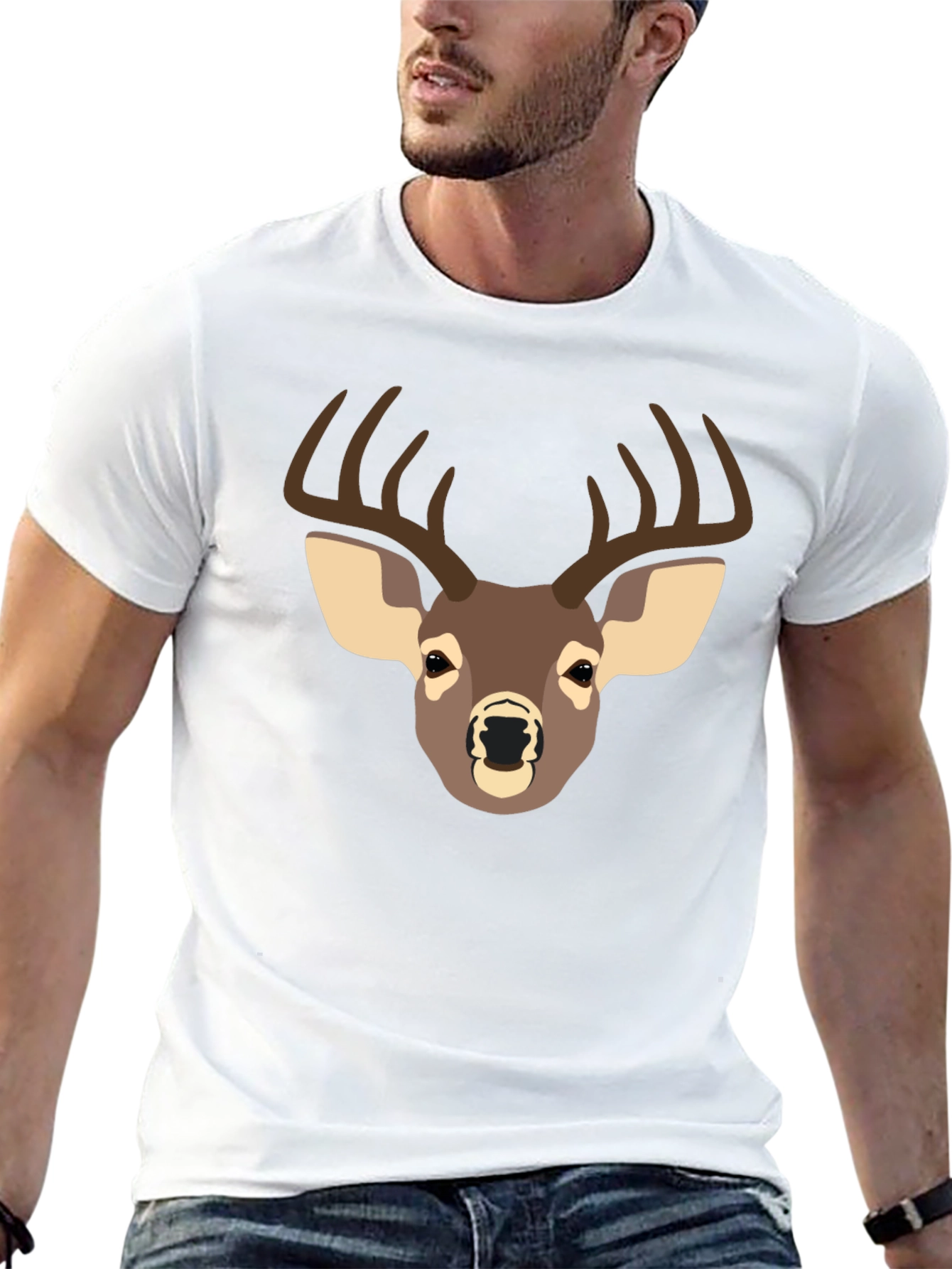 Deer Graphic T-Shirt - Black Casual Tee