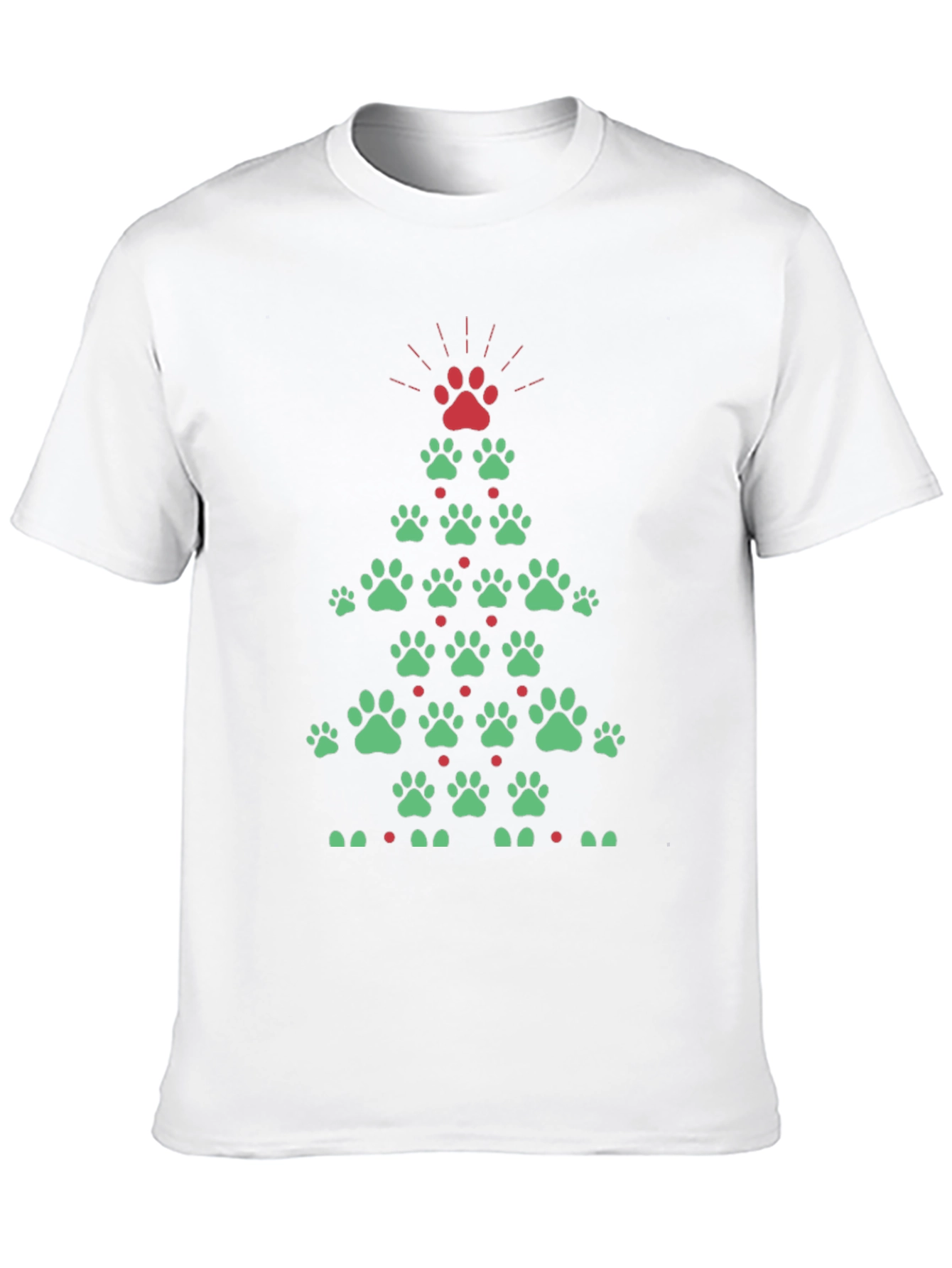 Festive Paw Print Christmas Tree T-Shirt
