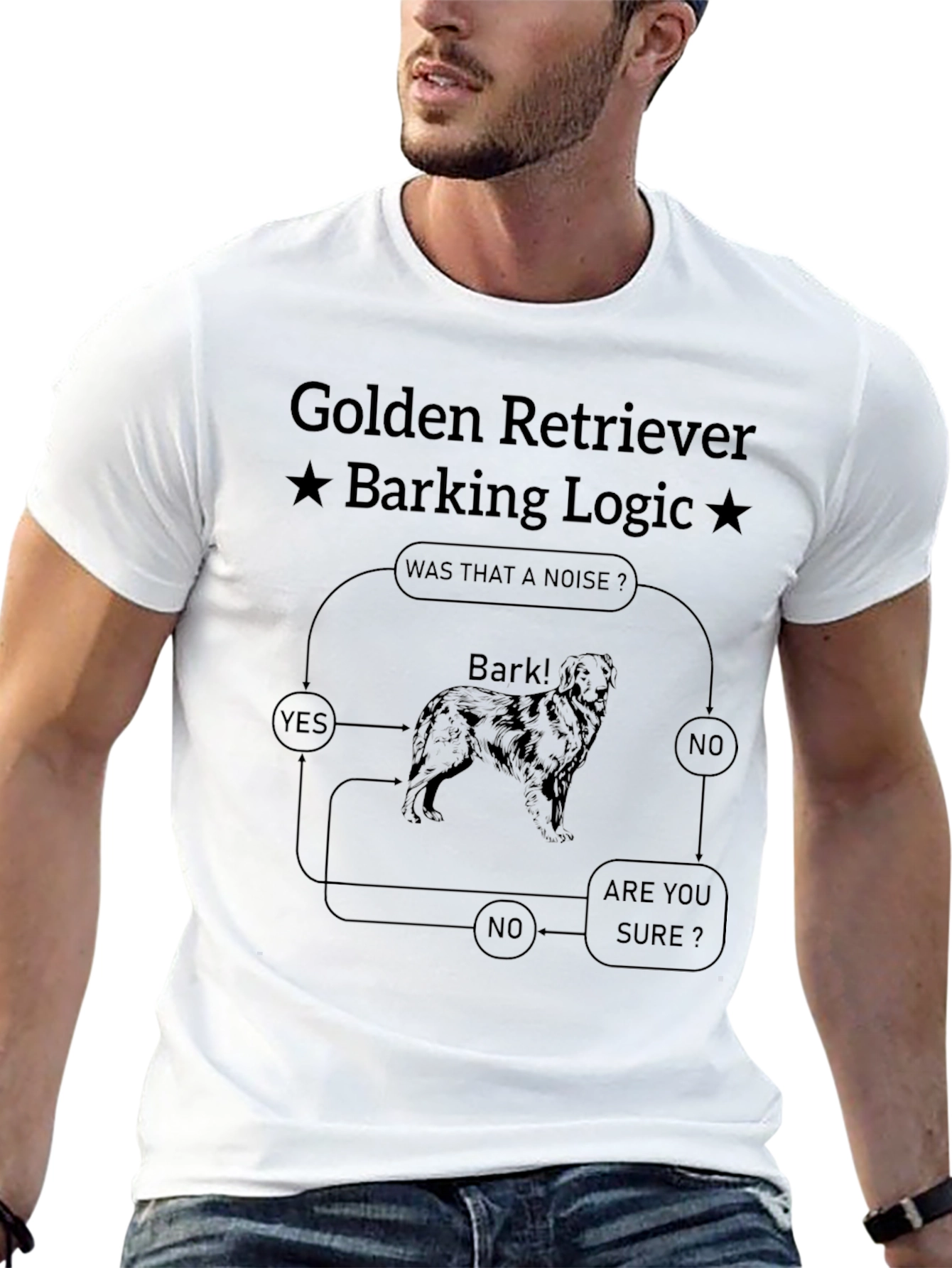 Golden Retriever Barking Logic Graphic T-Shirt