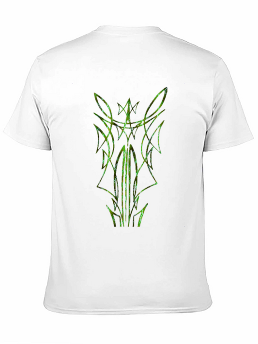 Abstract Green Pinstripe Design Black T-Shirt