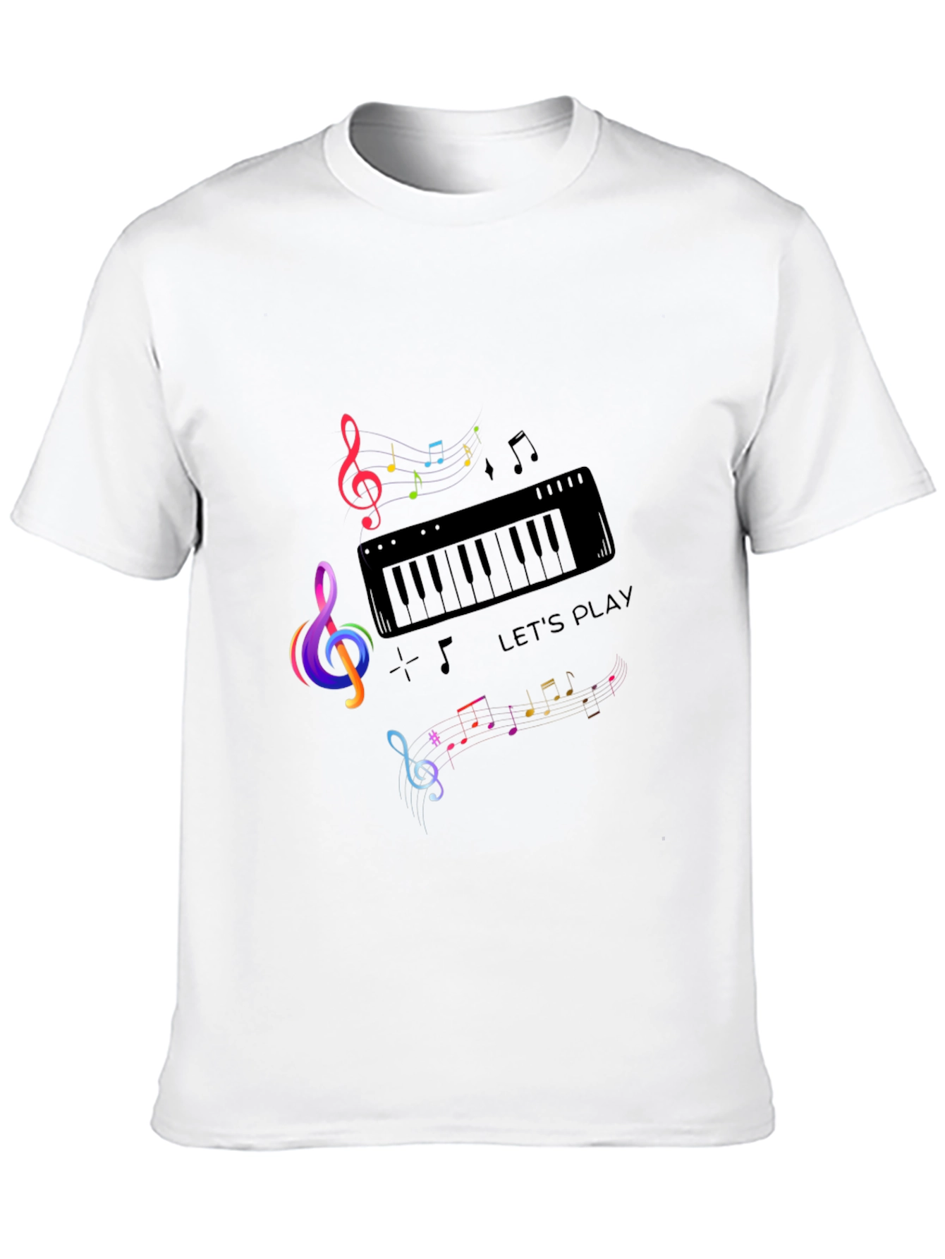 Musical Note Piano Graphic Print Black T-Shirt