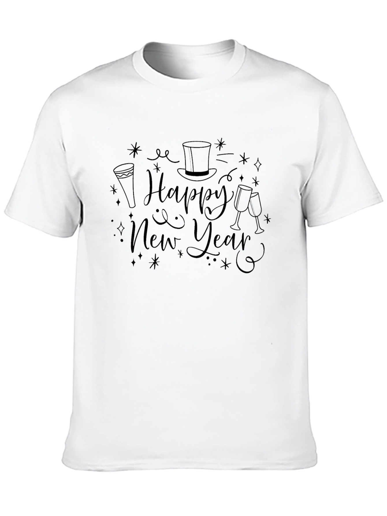 Happy New Year Graphic Tee - Black