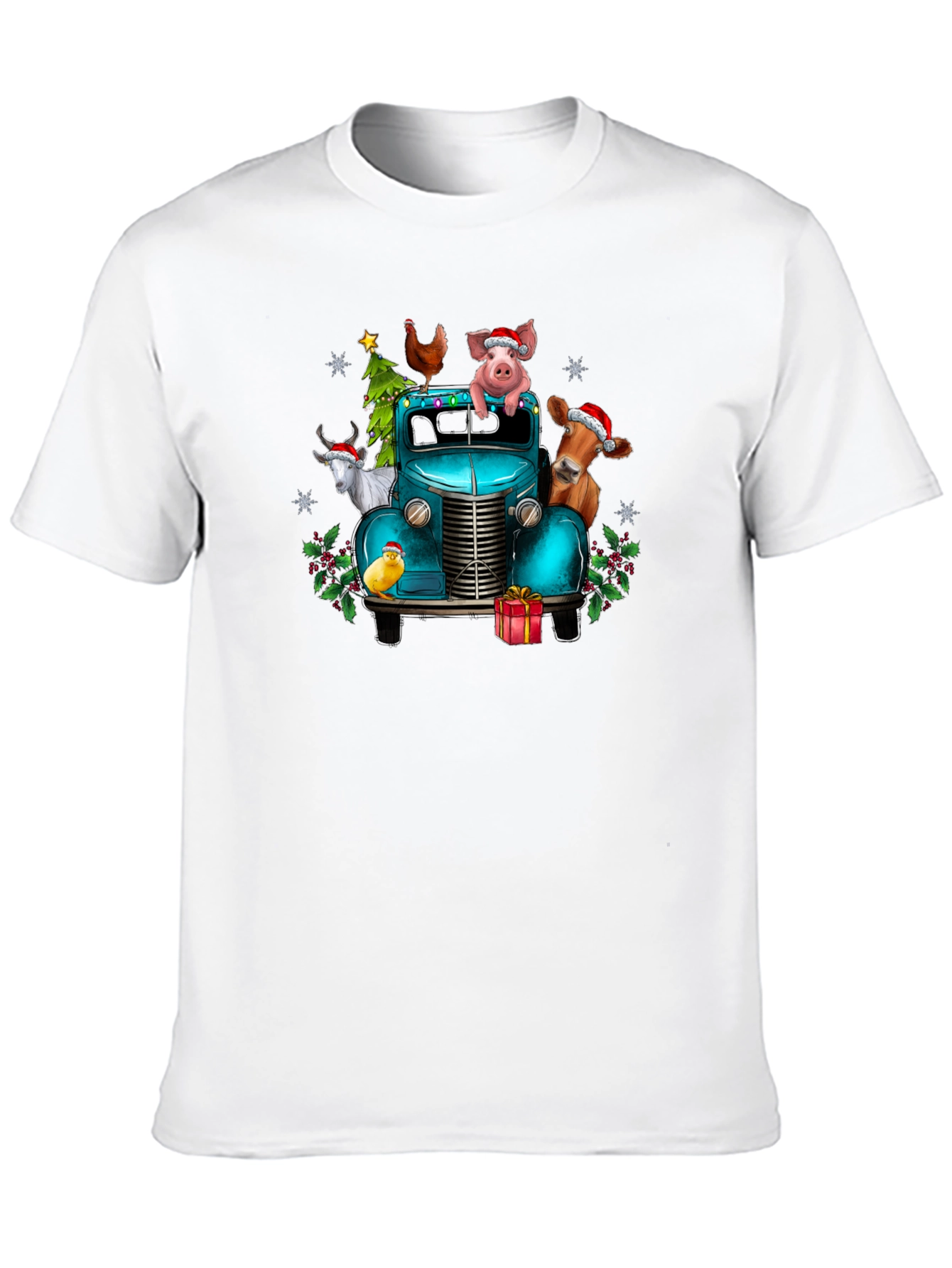 Holiday Farm Animals on Truck T-Shirt