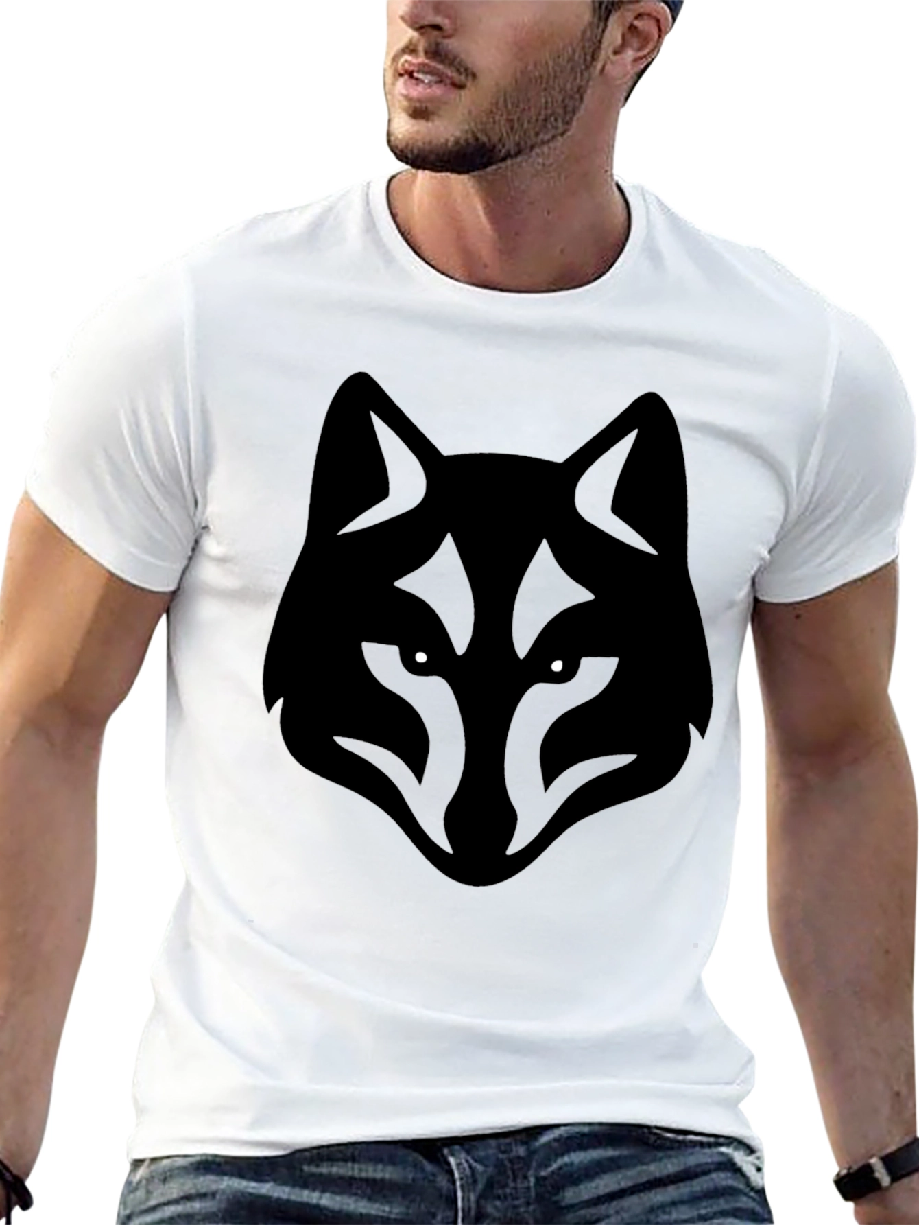 Mens Black Wolf Graphic T-Shirt