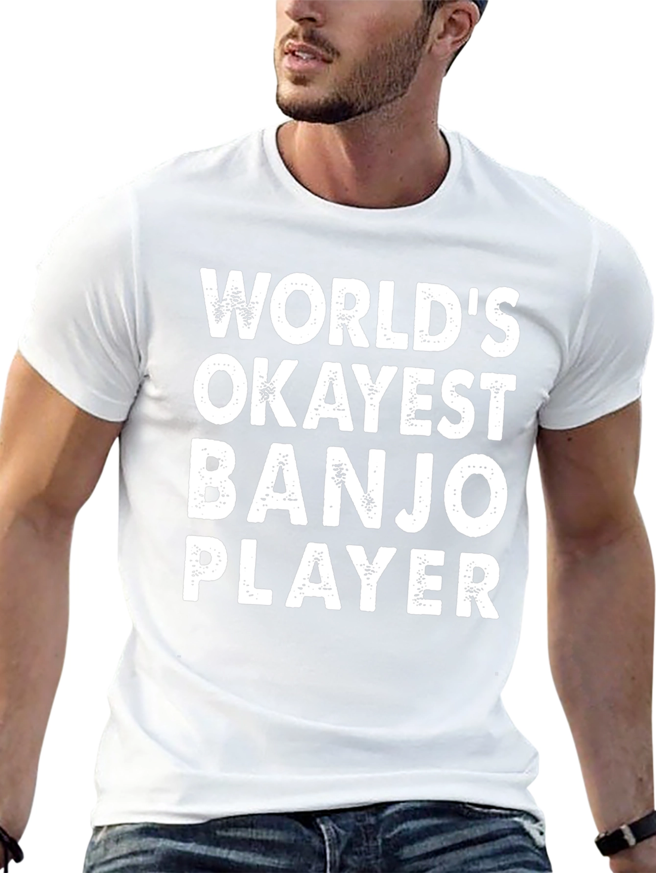 Worlds Okayest Banjo Player Black T-Shirt