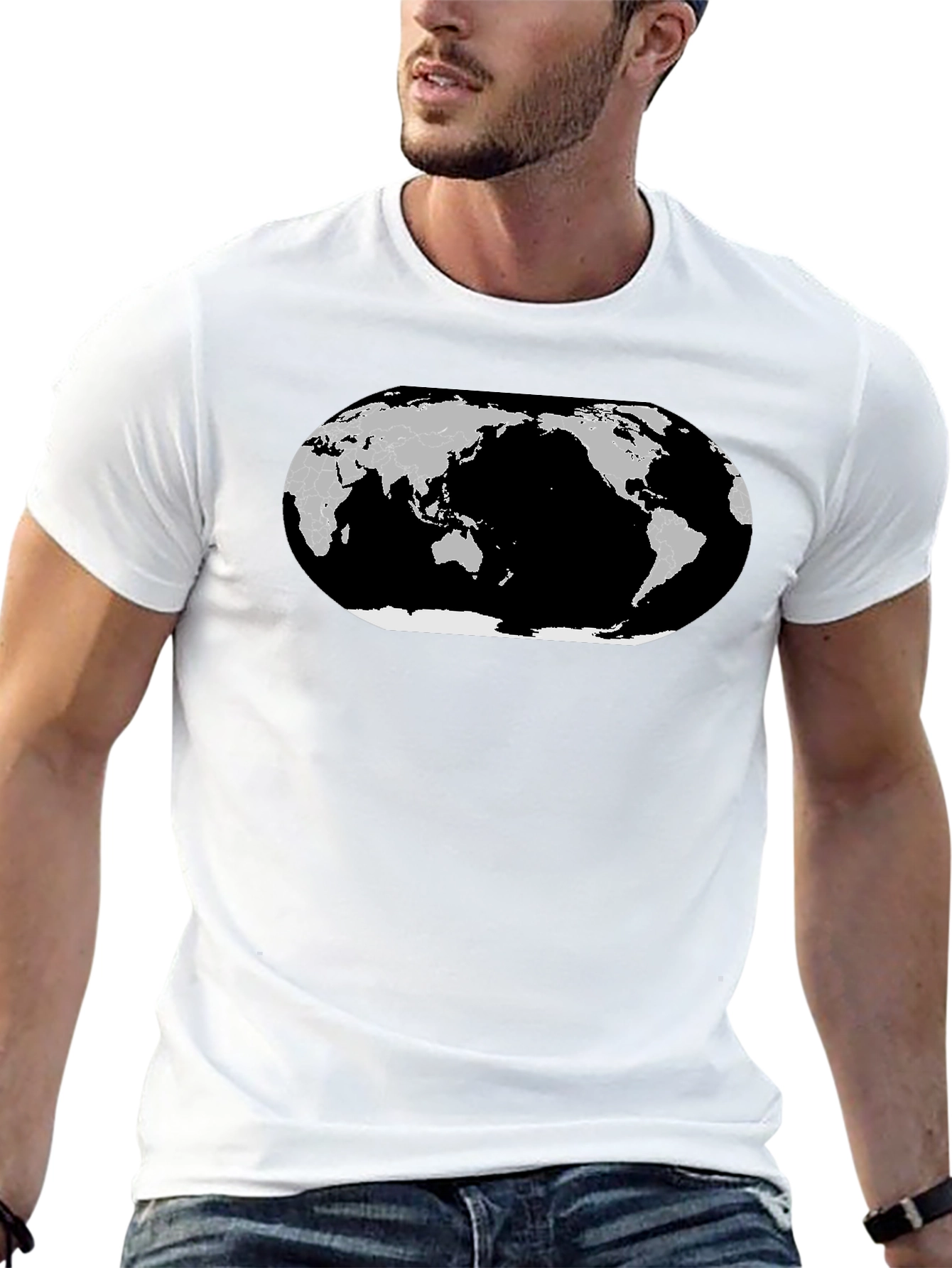World Map Graphic T-Shirt - Black Cotton Tee