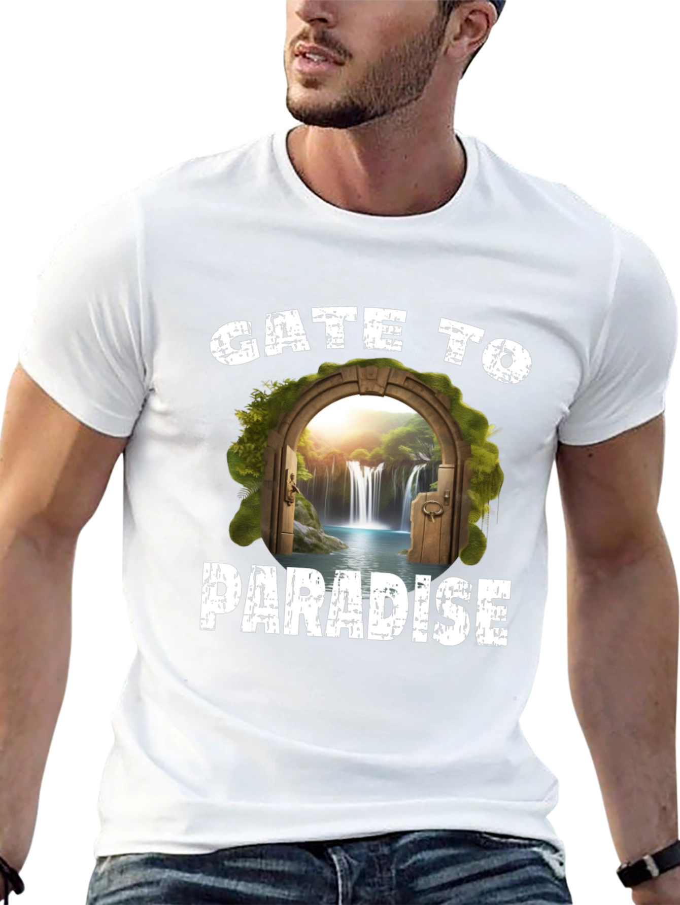 Gate to Paradise Graphic Tee - Black Casual T-Shirt