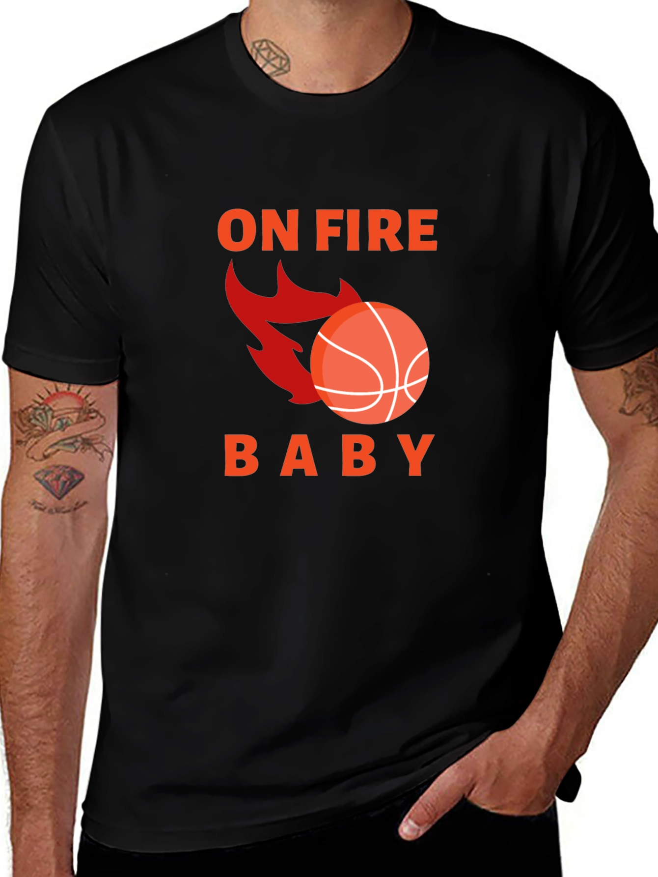 On Fire Basketball Graphic Tee - Black