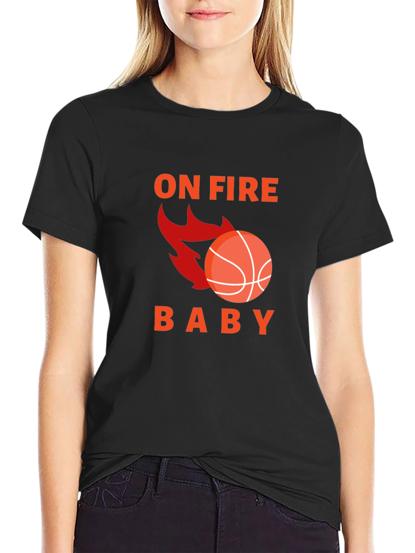 On Fire Basketball Graphic Tee - Black