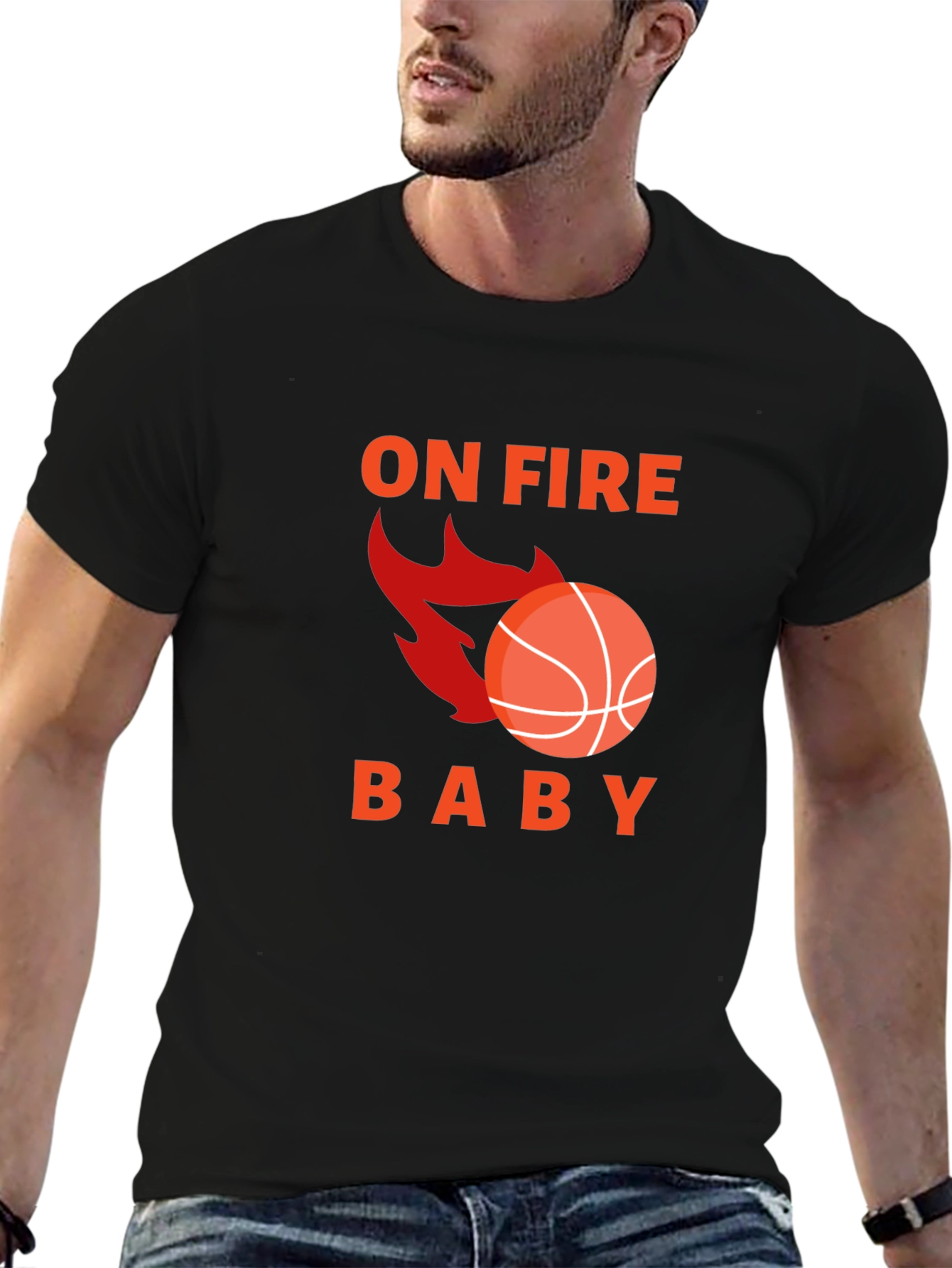 On Fire Basketball Graphic Tee - Black