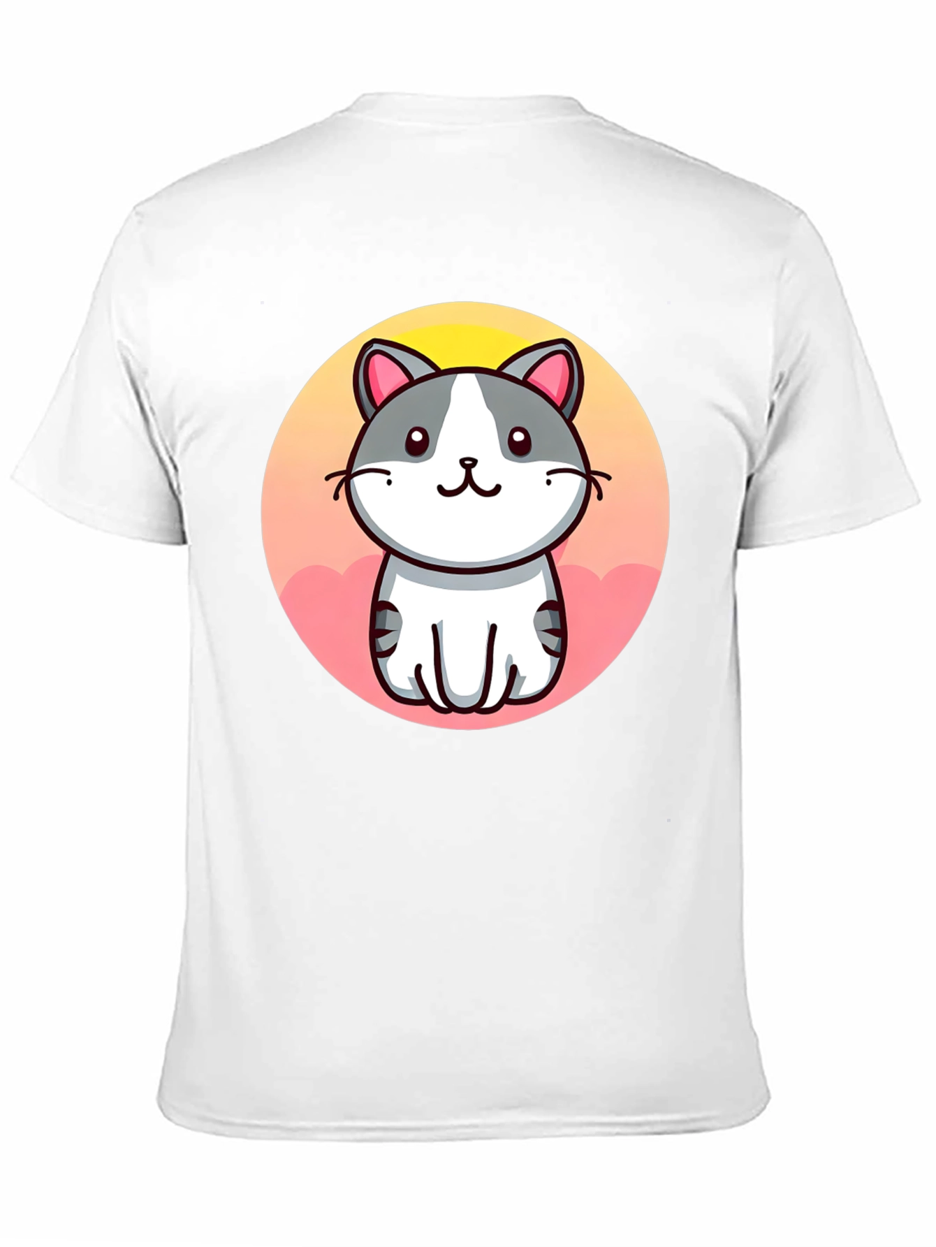 Cute Cartoon Cat Graphic Black T-Shirt