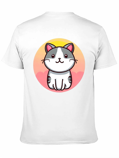 Cute Cartoon Cat Graphic Black T-Shirt