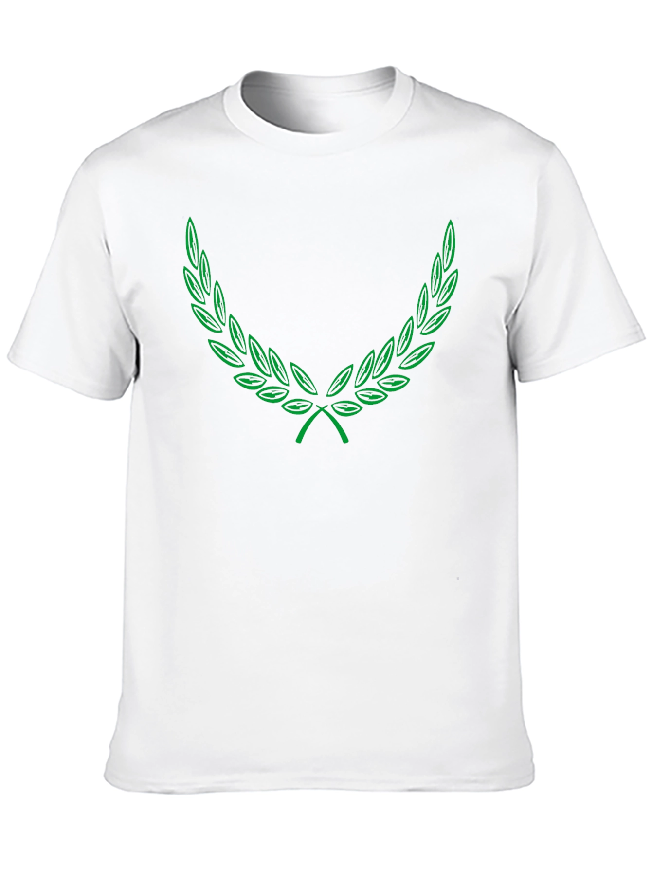 Green Laurel Wreath Graphic Black T-Shirt