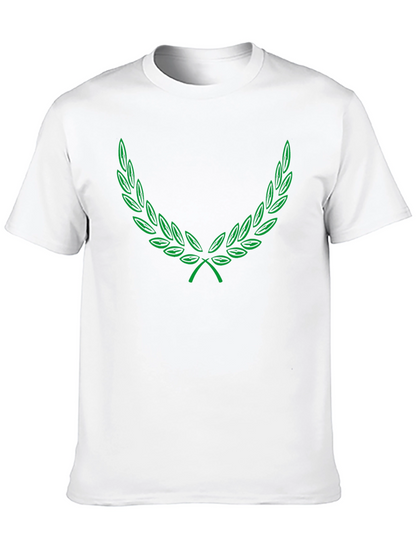 Green Laurel Wreath Graphic Black T-Shirt