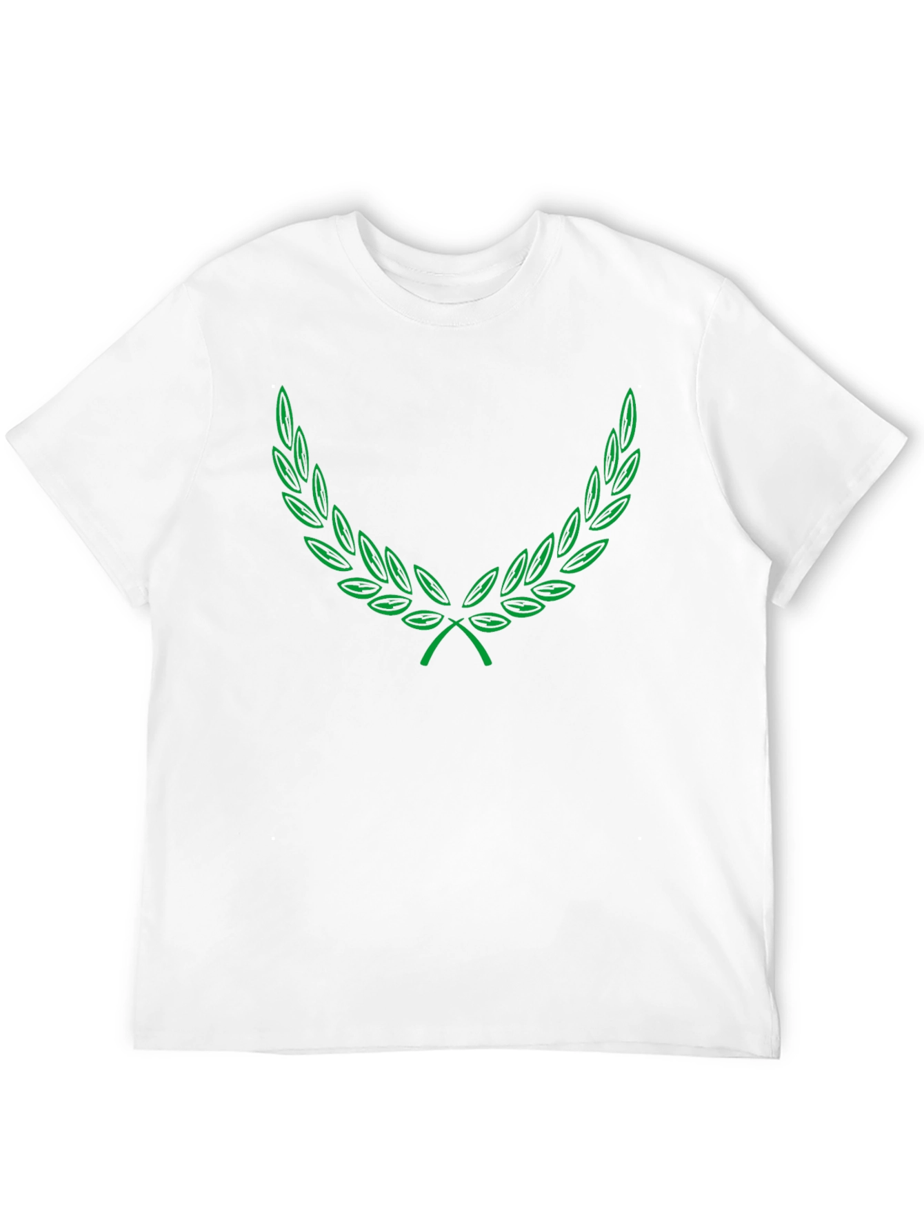 Green Laurel Wreath Graphic Black T-Shirt