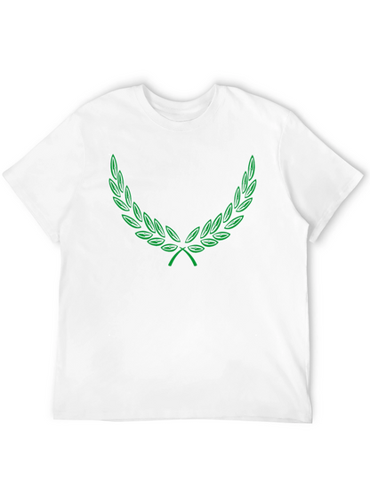 Green Laurel Wreath Graphic Black T-Shirt