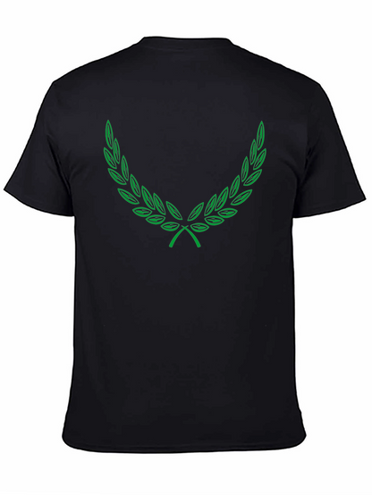 Green Laurel Wreath Graphic Black T-Shirt