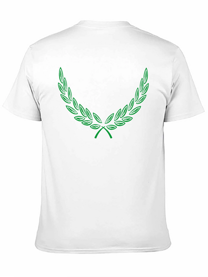 Green Laurel Wreath Graphic Black T-Shirt