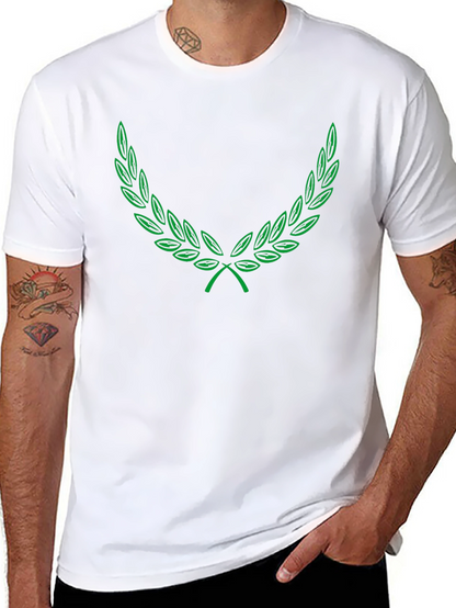 Green Laurel Wreath Graphic Black T-Shirt