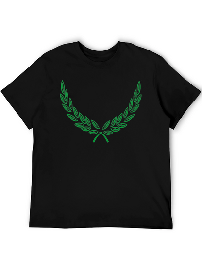 Green Laurel Wreath Graphic Black T-Shirt