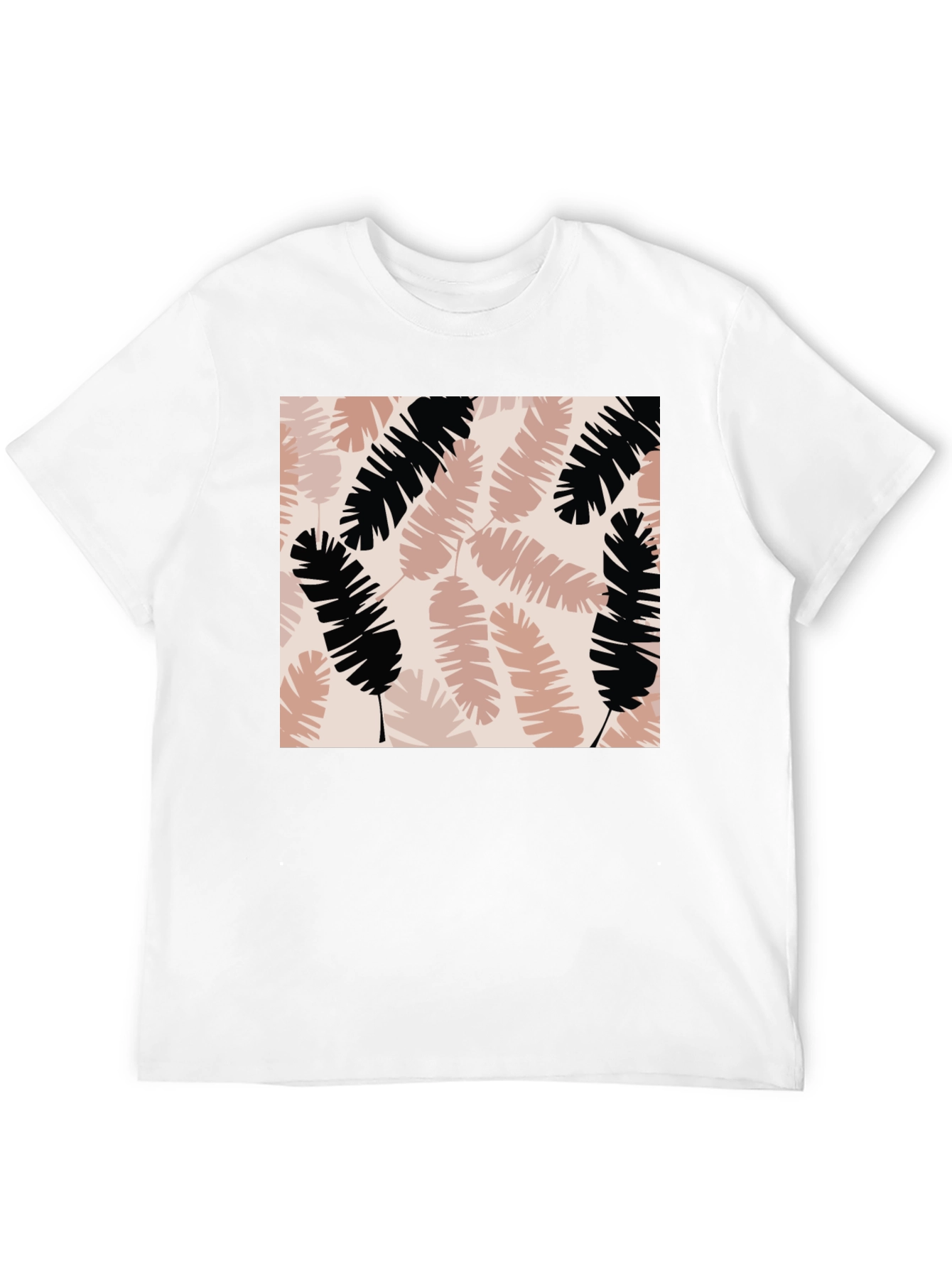 Tropical Leaves Print Black T-Shirt