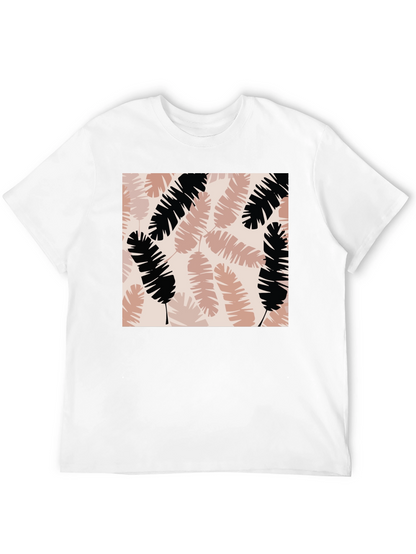 Tropical Leaves Print Black T-Shirt