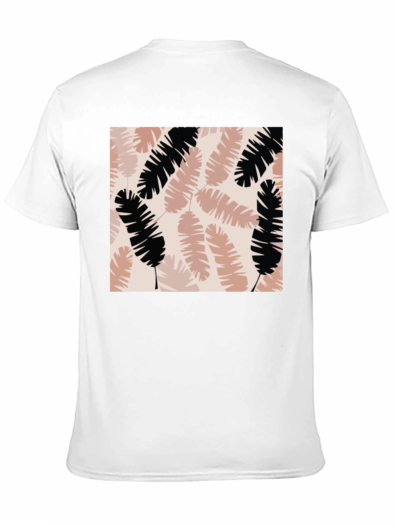 Tropical Leaves Print Black T-Shirt