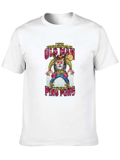 Old Man Ping Pong Graphic Tee - Unique Gift
