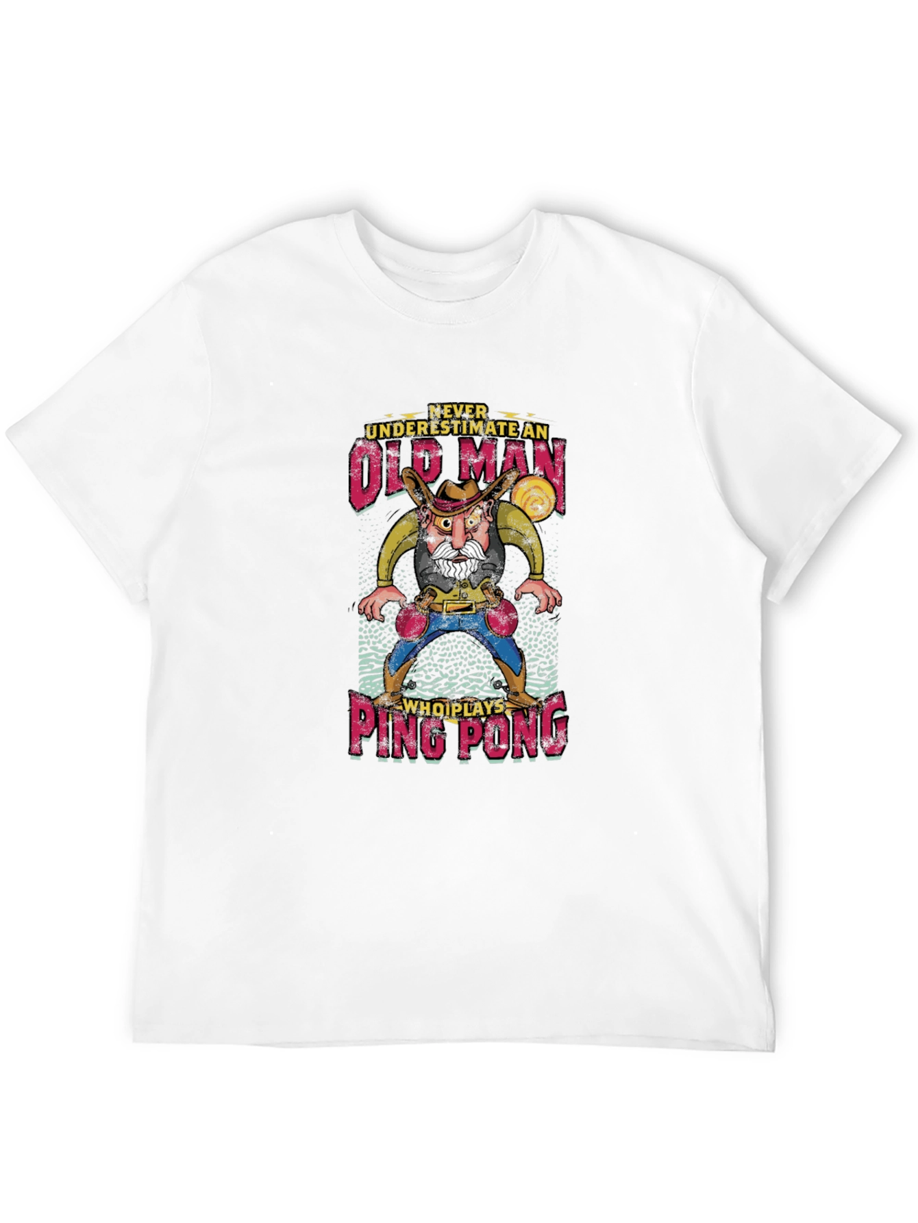 Old Man Ping Pong Graphic Tee - Unique Gift