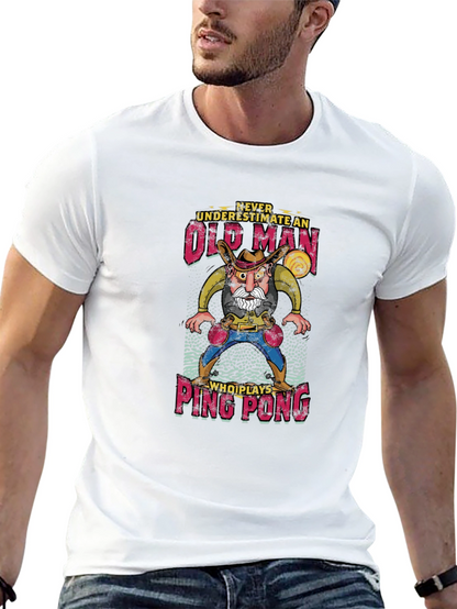Old Man Ping Pong Graphic Tee - Unique Gift