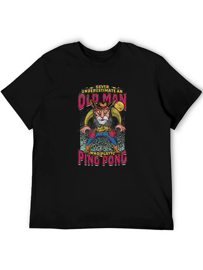 Old Man Ping Pong Graphic Tee - Unique Gift