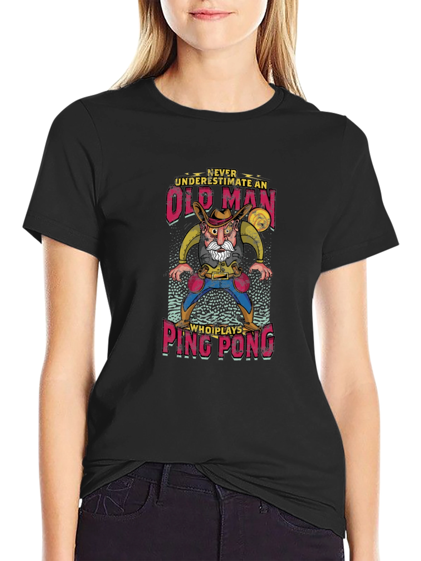 Old Man Ping Pong Graphic Tee - Unique Gift