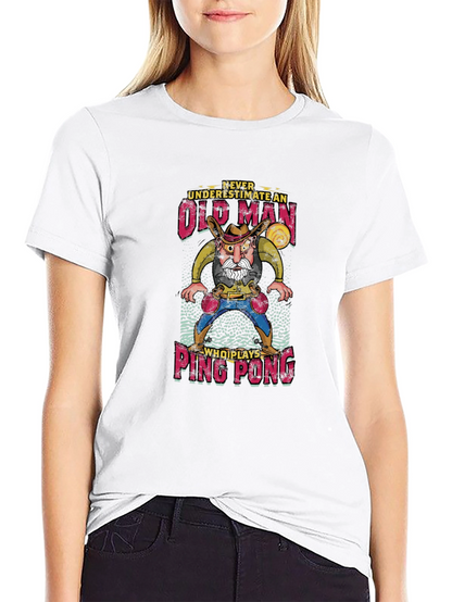 Old Man Ping Pong Graphic Tee - Unique Gift