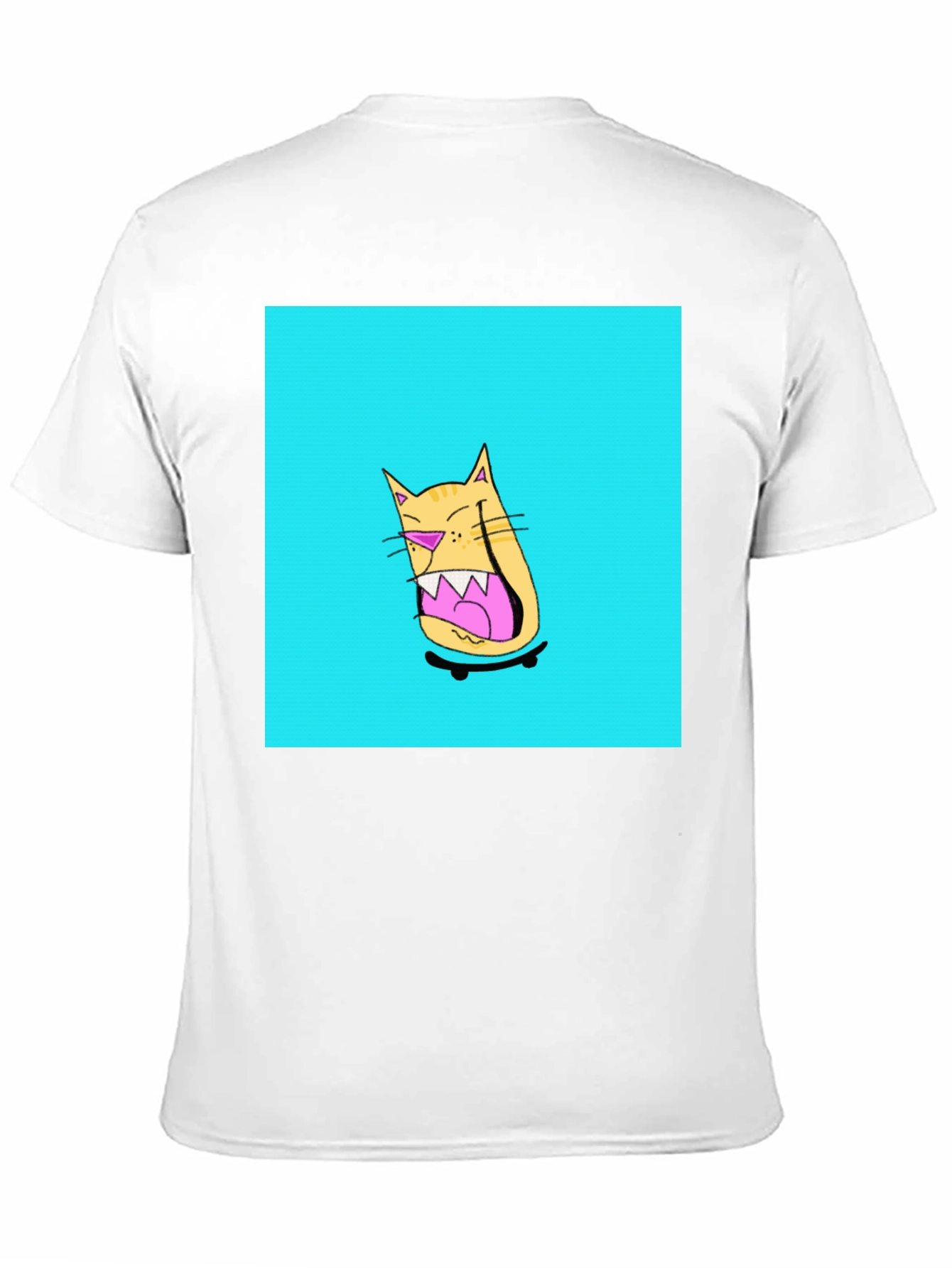 Skateboarding Cat Graphic Tee - Black