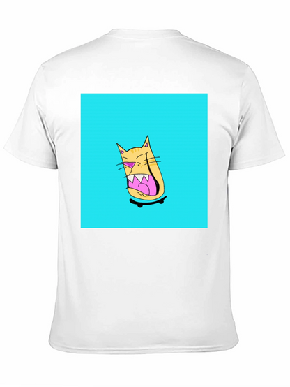 Skateboarding Cat Graphic Tee - Black