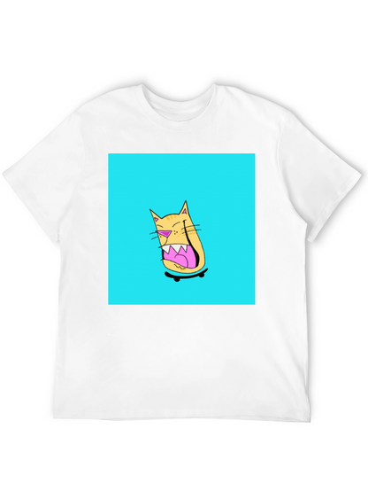 Skateboarding Cat Graphic Tee - Black