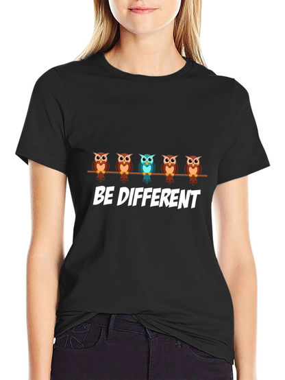 Be Different Owl Graphic Print T-Shirt