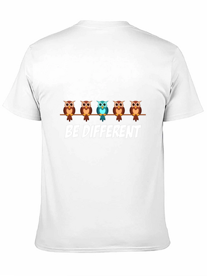 Be Different Owl Graphic Print T-Shirt