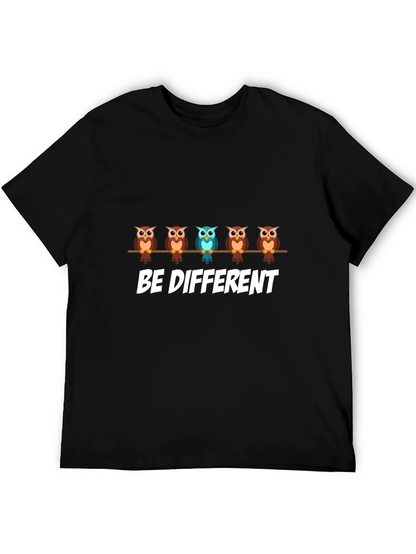 Be Different Owl Graphic Print T-Shirt