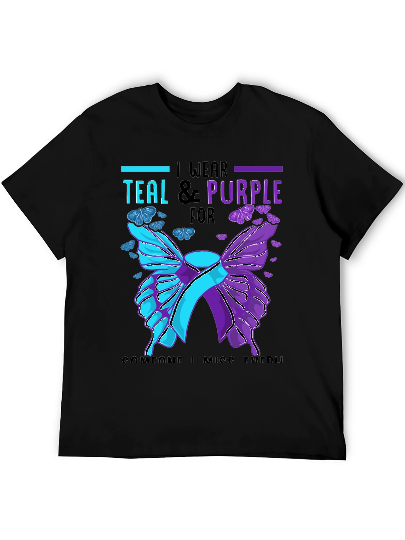 Teal & Purple Butterfly Awareness T-Shirt
