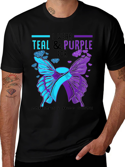 Teal & Purple Butterfly Awareness T-Shirt