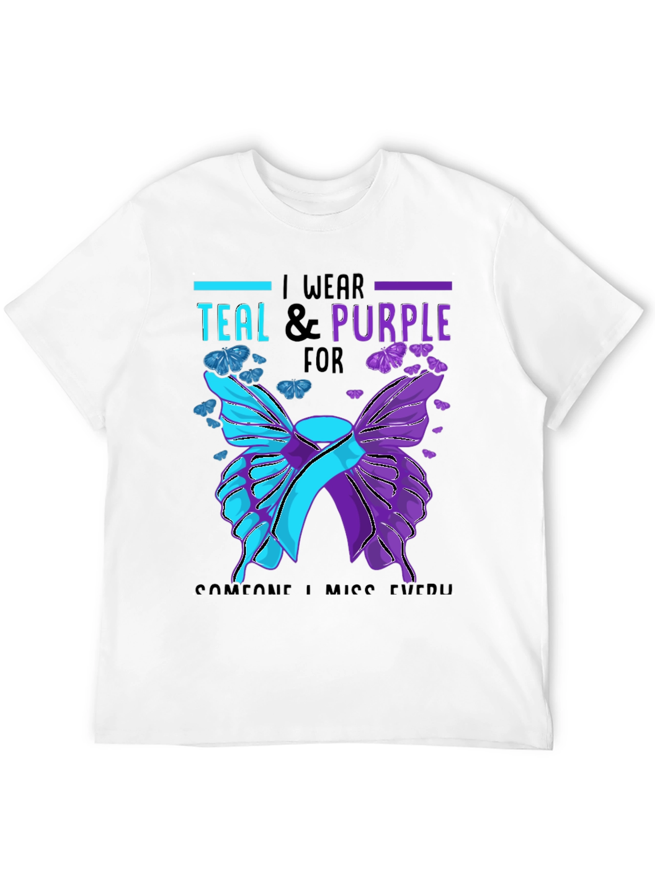 Teal & Purple Butterfly Awareness T-Shirt